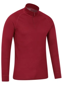 Mountain Warehouse Red Talus Long Sleeved Zip Neck Top