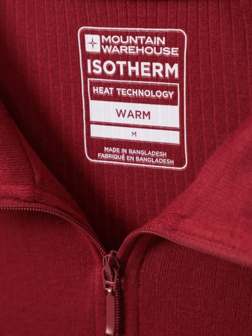 Mountain Warehouse Red Talus Long Sleeved Zip Neck Top