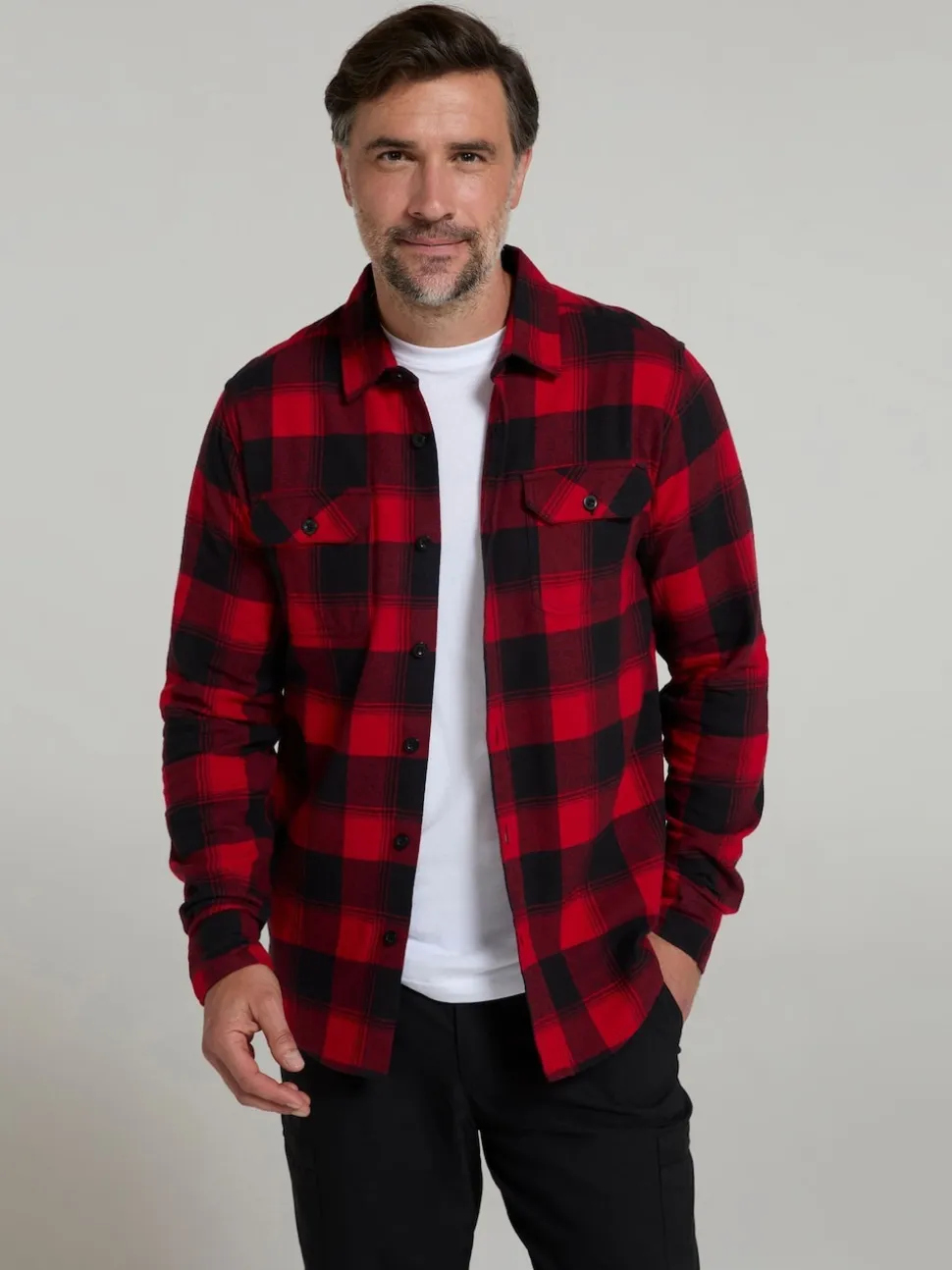 Mountain Warehouse Red Trace Mens Flannel Long Sleeve Shirt
