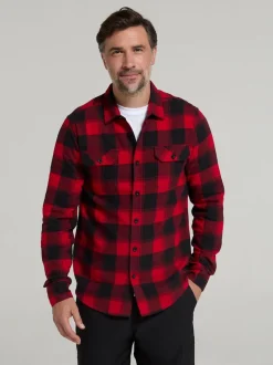 Mountain Warehouse Red Trace Mens Flannel Long Sleeve Shirt