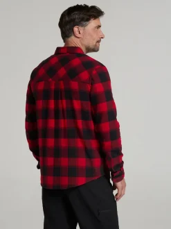 Mountain Warehouse Red Trace Mens Flannel Long Sleeve Shirt