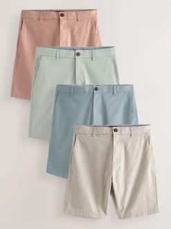 Multi Pastel Slim Fit Stretch Chino Shorts 4 Pack