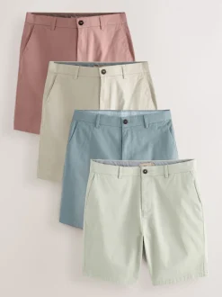 Multi Pastel Straight Fit Stretch Chino Shorts 4 Pack