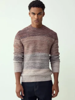 Multi Regular Fit 100% Cotton Ombre Twist Knit Crew Jumper