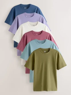 Multi Regular Fit Essential Cotton T-Shirts 6 Pack