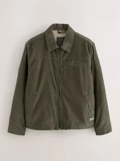 Mushroom Brown Corduroy Borg Lined Jacket