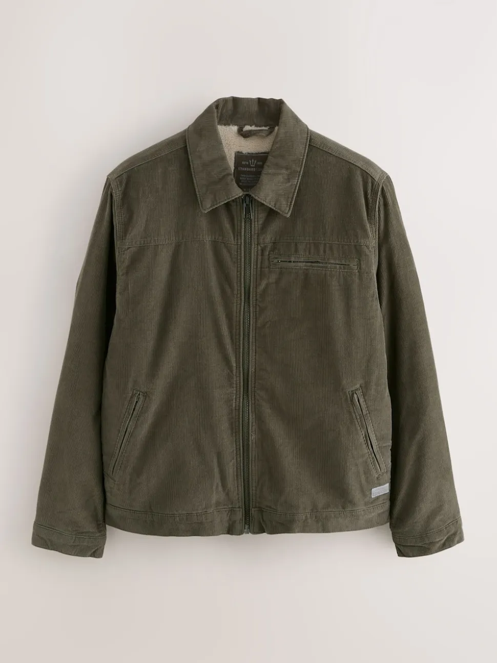 Mushroom Brown Corduroy Borg Lined Jacket