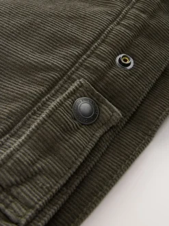 Mushroom Brown Corduroy Borg Lined Jacket