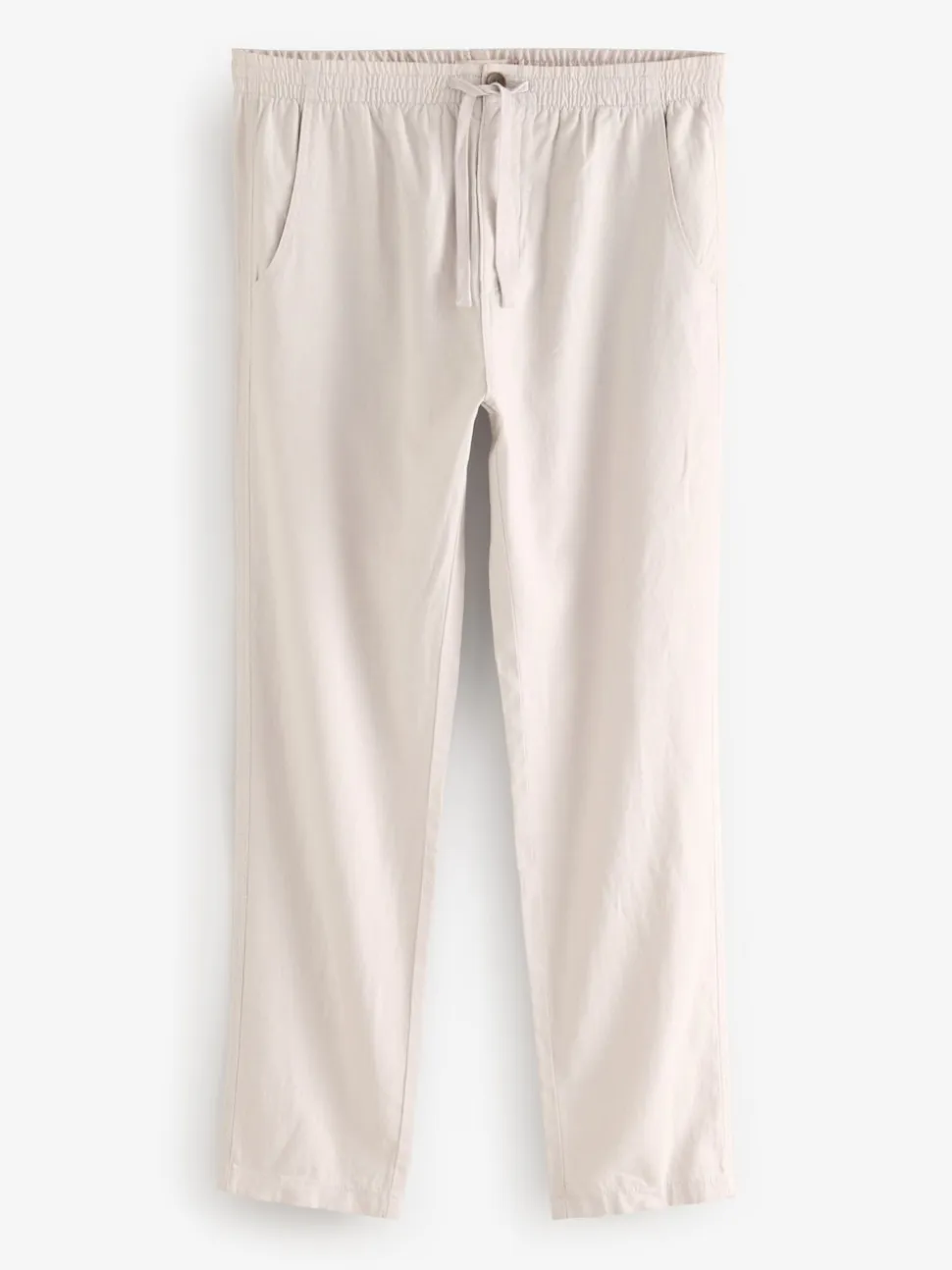 Mushroom Brown/Light Grey Linen Cotton Elasticated Drawstring Trousers 2 Pack