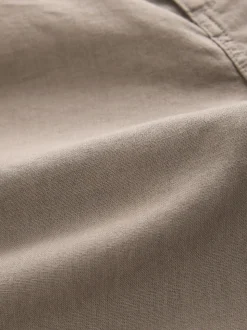 Mushroom Brown/Light Grey Linen Cotton Elasticated Drawstring Trousers 2 Pack