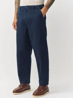 Navy Barrel Fit Authentic Cotton Rich Stretch Trousers