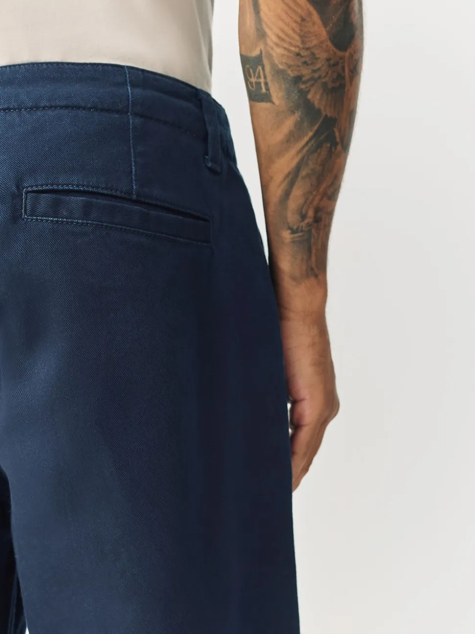 Navy Barrel Fit Authentic Cotton Rich Stretch Trousers