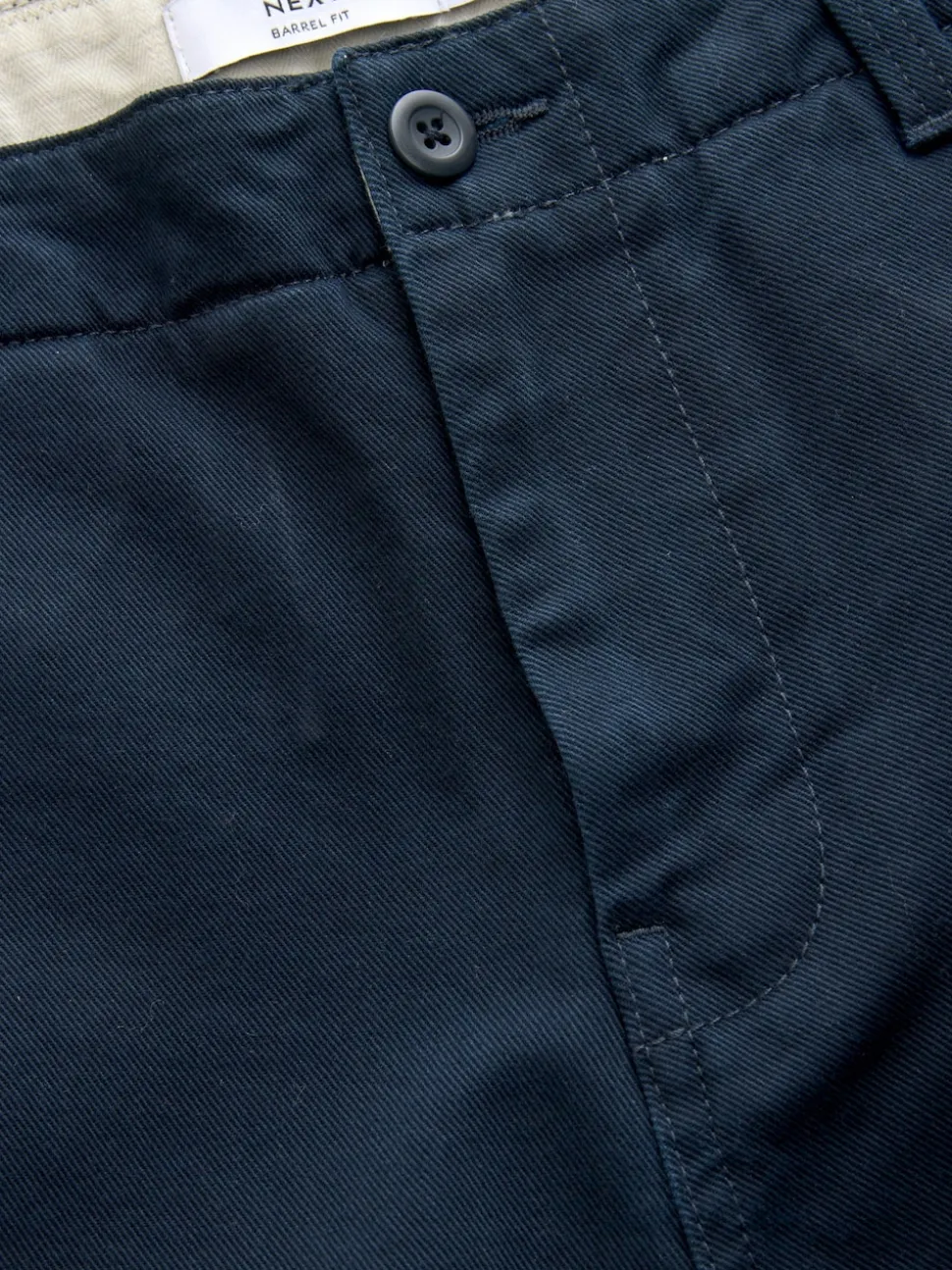 Navy Barrel Fit Authentic Cotton Rich Stretch Trousers