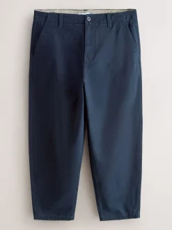 Navy Barrel Fit Authentic Cotton Rich Stretch Trousers