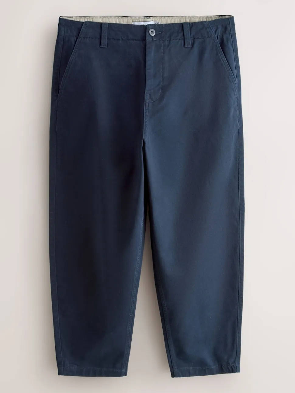 Navy Barrel Fit Authentic Cotton Rich Stretch Trousers