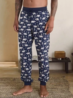 Navy Blue / Neutral Polar Bear Motionflex Cosy Cuffed Pyjama Bottoms
