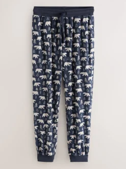 Navy Blue / Neutral Polar Bear Motionflex Cosy Cuffed Pyjama Bottoms