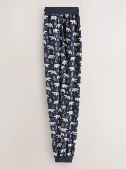 Navy Blue / Neutral Polar Bear Motionflex Cosy Cuffed Pyjama Bottoms