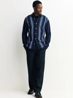 Navy Blue / White Stripe Short Sleeve Jersey Shirt