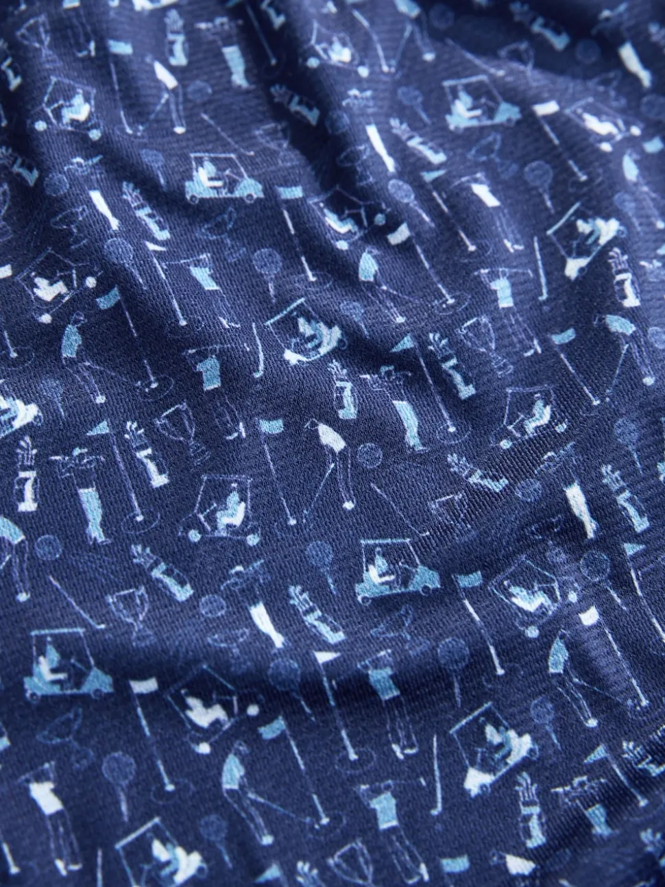 Navy Blue Active Geometric Print Golf Polo Shirt