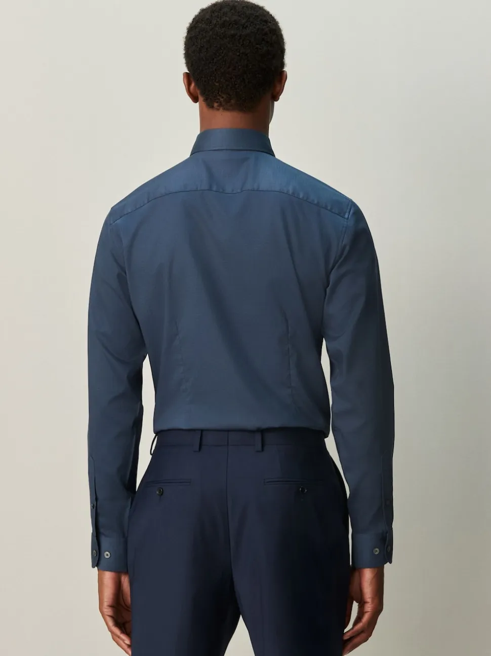 Navy Blue/ Blue Geometric Shirt And Tie Set