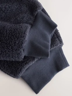 Navy Blue Borg Fleece Cuffed Joggers