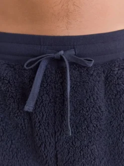 Navy Blue Borg Fleece Cuffed Joggers