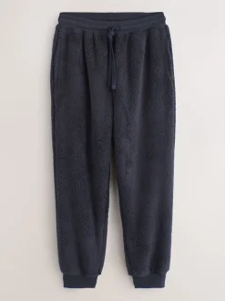 Navy Blue Borg Fleece Cuffed Joggers