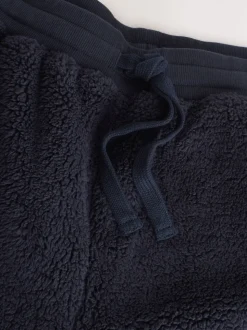 Navy Blue Borg Fleece Cuffed Joggers