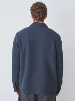 Navy Blue Borg Fleece Lined Shacket