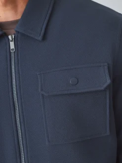Navy Blue Borg Fleece Lined Shacket