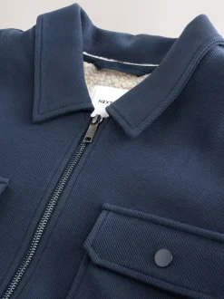 Navy Blue Borg Fleece Lined Shacket