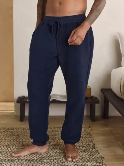 Navy Blue Borg Fleece Lined Cuffed Joggers