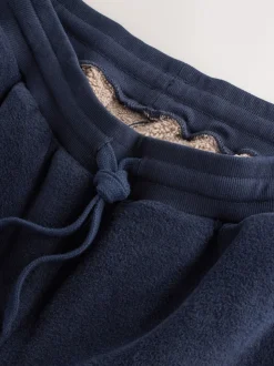 Navy Blue Borg Fleece Lined Cuffed Joggers