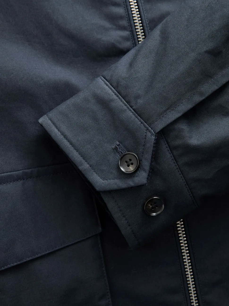 Navy Blue Borg Lined Shower Resistant Harrington Jacket