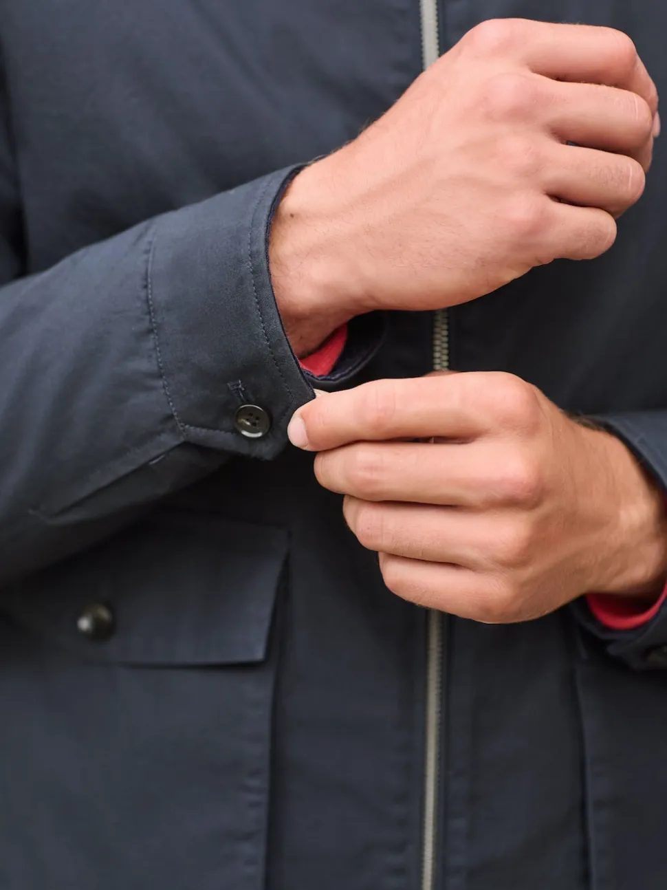 Navy Blue Borg Lined Shower Resistant Harrington Jacket