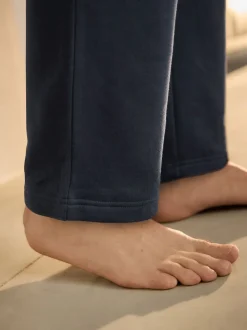 Navy Blue Brushback Heavyweight Open Joggers