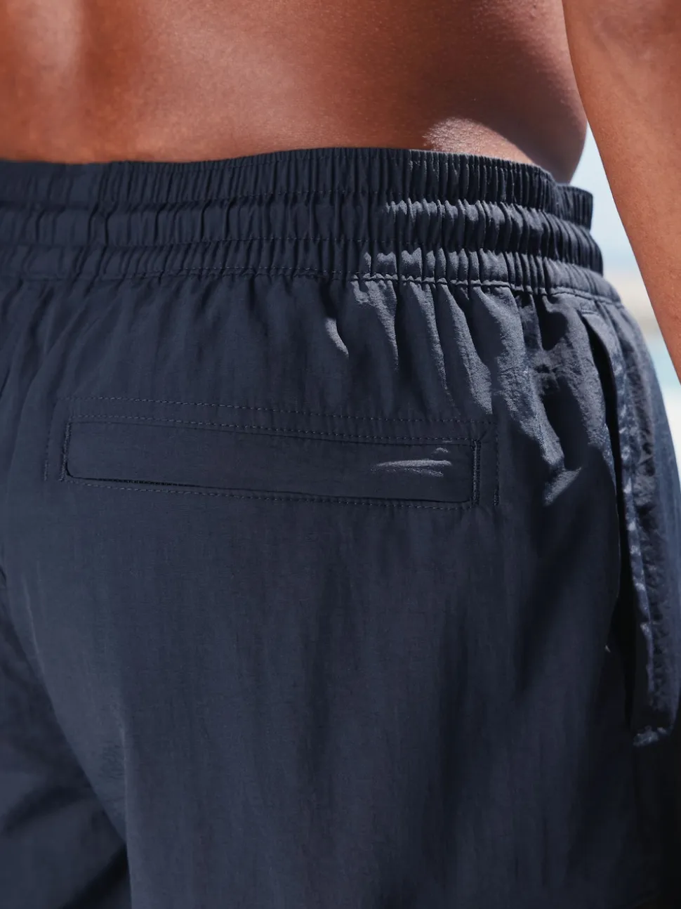 Navy Blue Cargo Swim Shorts