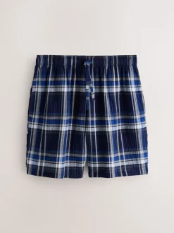 Navy Blue Check Short Sleeve Pyjamas Set