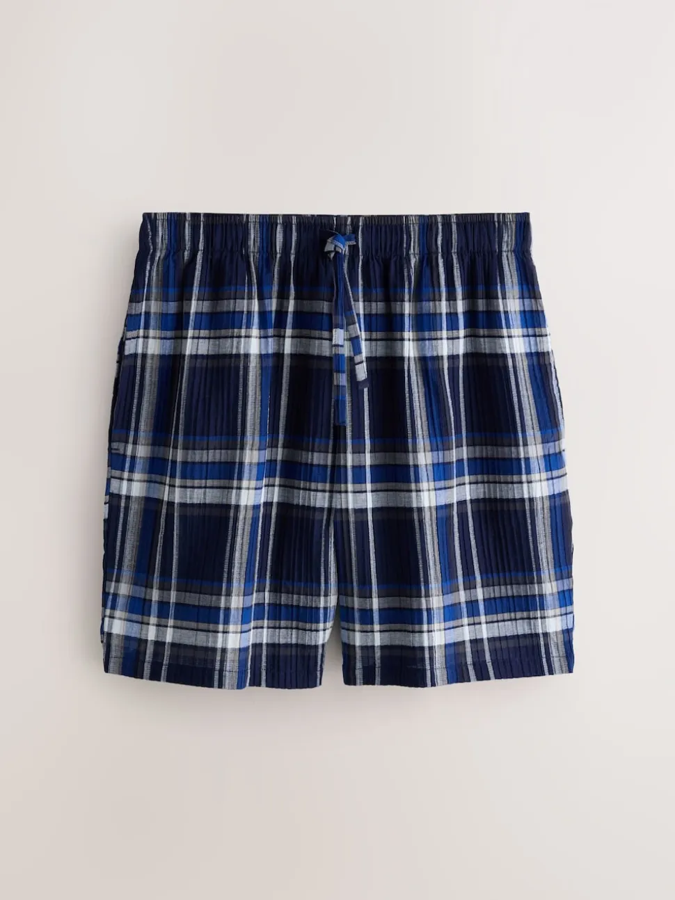 Navy Blue Check Short Sleeve Pyjamas Set