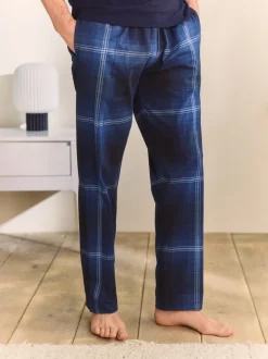 Navy Blue Check Short Sleeve Jersey Pyjamas Set