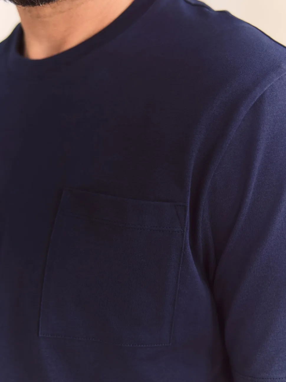 Navy Blue Check Short Sleeve Jersey Pyjamas Set