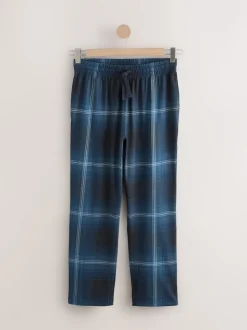 Navy Blue Check Short Sleeve Jersey Pyjamas Set