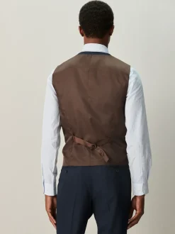 Navy Blue Check Suit Waistcoat