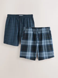 Navy Blue Check Woven Pyjamas Bottoms 2 Pack