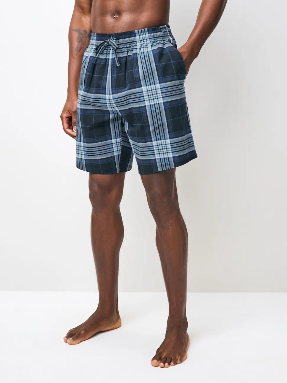 Navy Blue Check Woven Pyjamas Bottoms 2 Pack