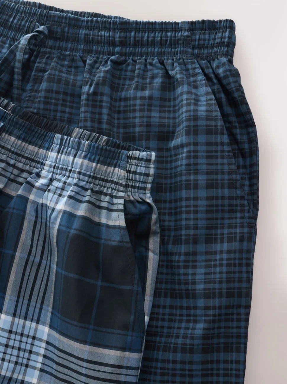 Navy Blue Check Woven Pyjamas Bottoms 2 Pack