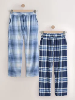 Navy Blue Check Woven Pyjama Bottoms 2 Pack