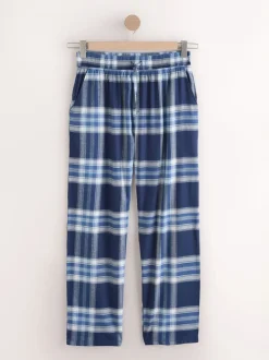 Navy Blue Check Woven Pyjama Bottoms 2 Pack