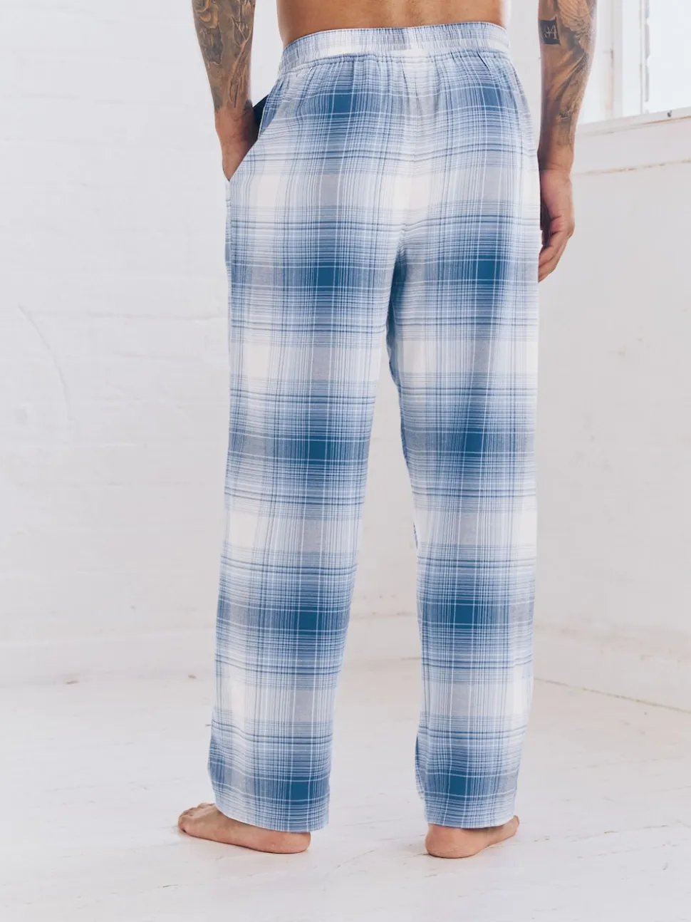 Navy Blue Check Woven Pyjama Bottoms 2 Pack